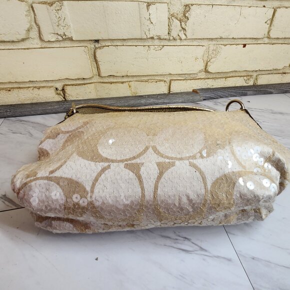 Coach Tan and Cream Satchel with Signature Style - Picture 6 of 14